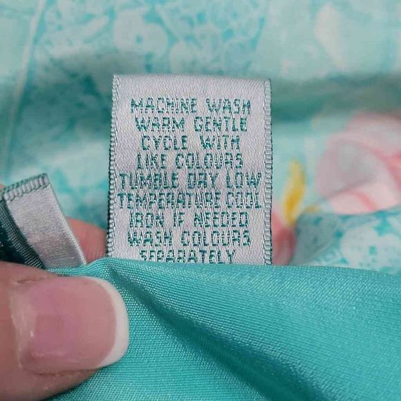 Contessa Di Roma Vintage Tiffany Blue w Pink Roses Tie Front House Robe Size XL - Picture 10 of 10